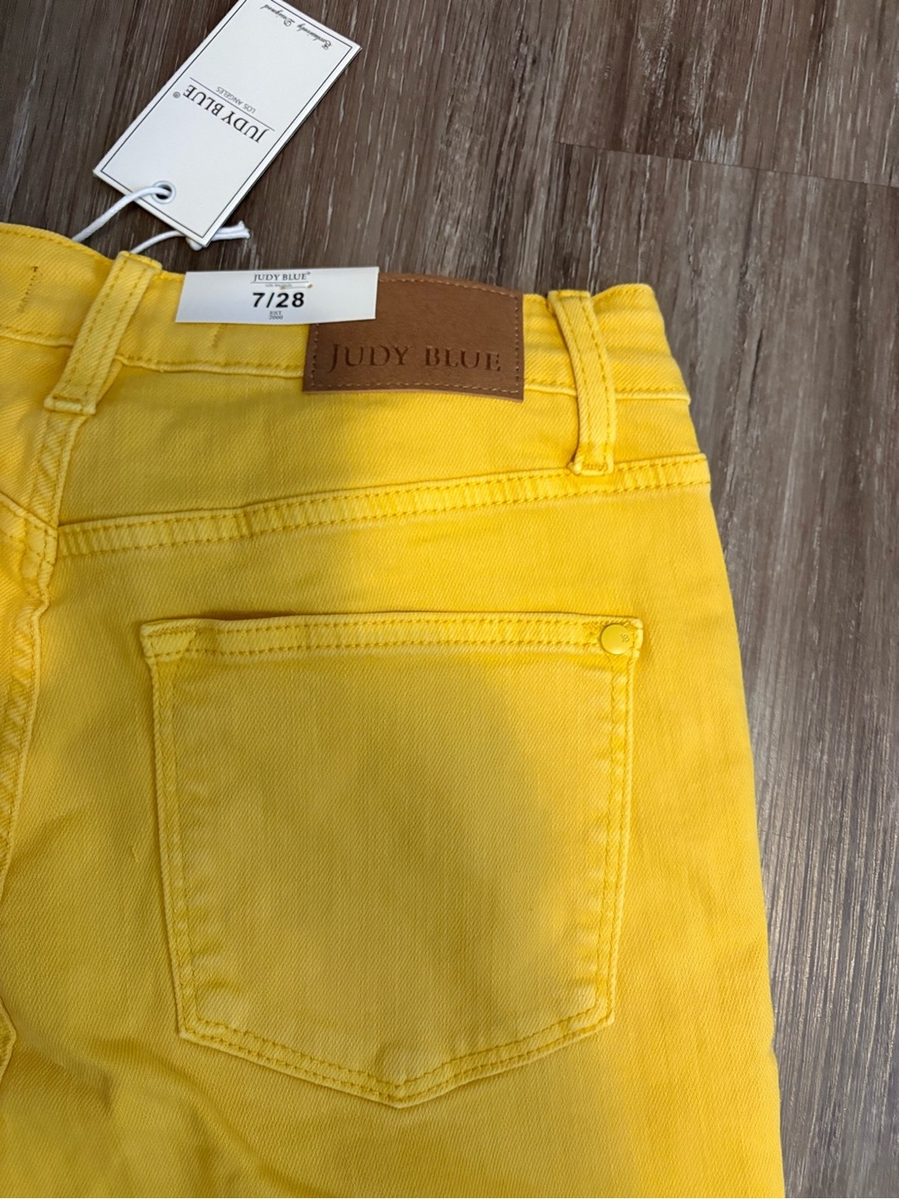 Judy Blue Bright Yellow High-Waist Pants with Braided Waist - Picture 3 of 4
